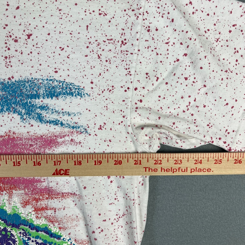 VTG Ocean Wave T Shirt‎ FIts Large 1990s Body Co Palm Tree Splatter Distressed - Picture 8 of 9
